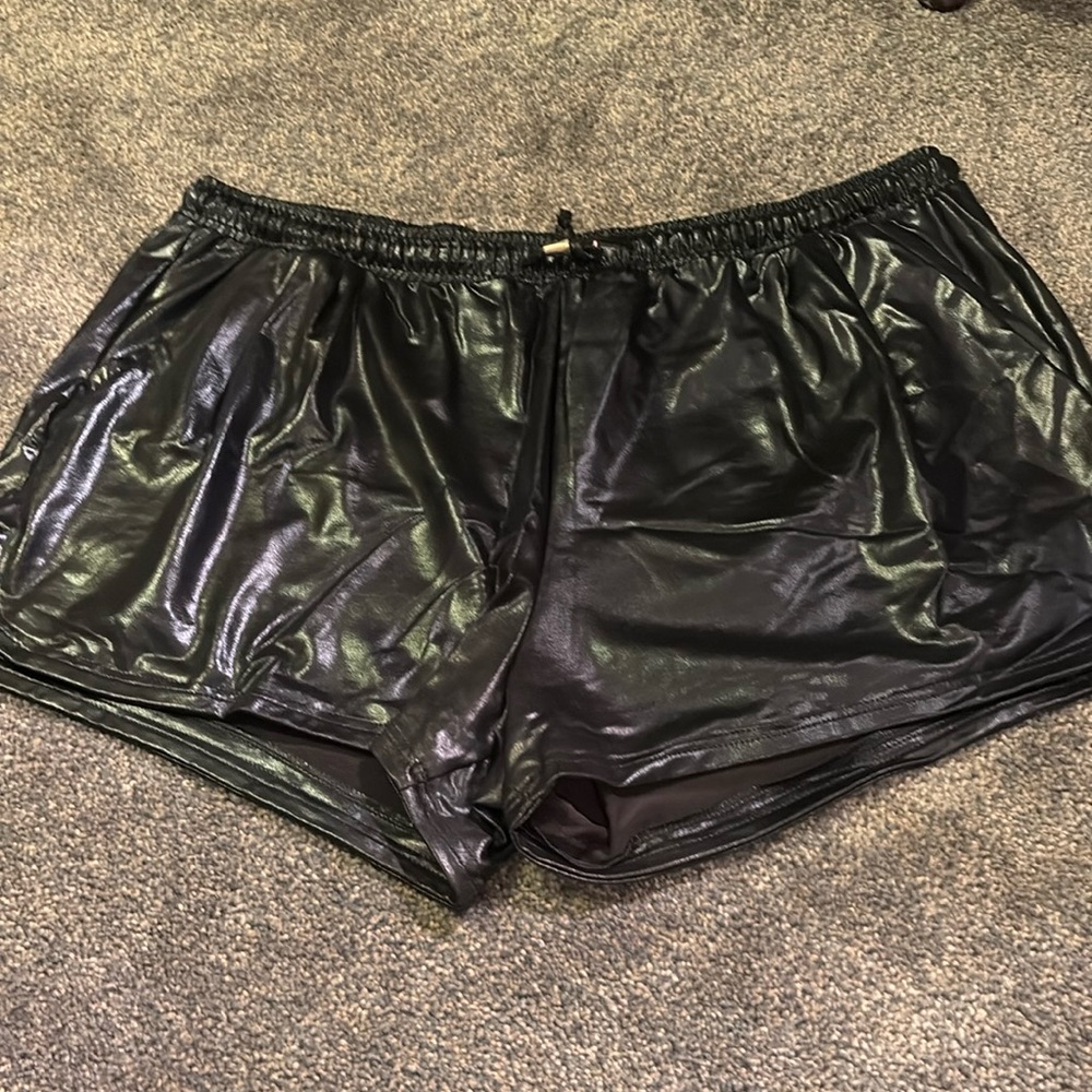 Black shiny shorts